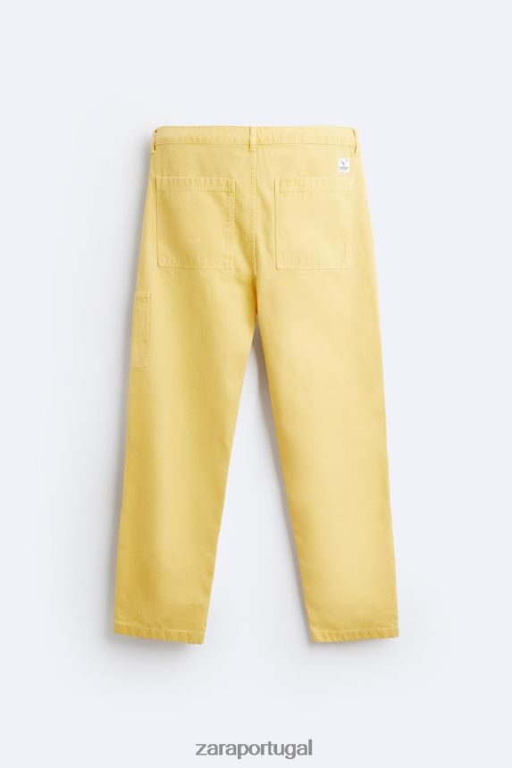 calças de bolso de carpinteiro homens Zara amarelo Z2080L954 roupas