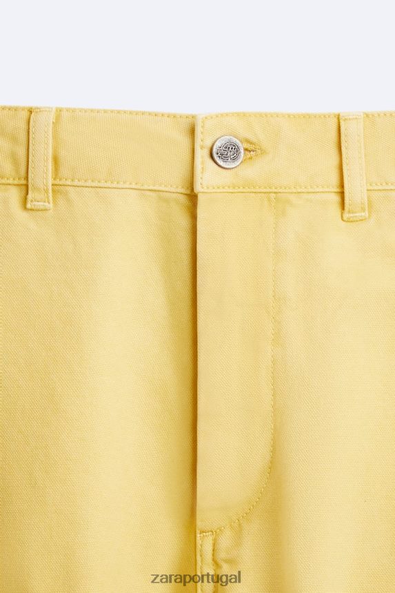 calças de bolso de carpinteiro homens Zara amarelo Z2080L954 roupas