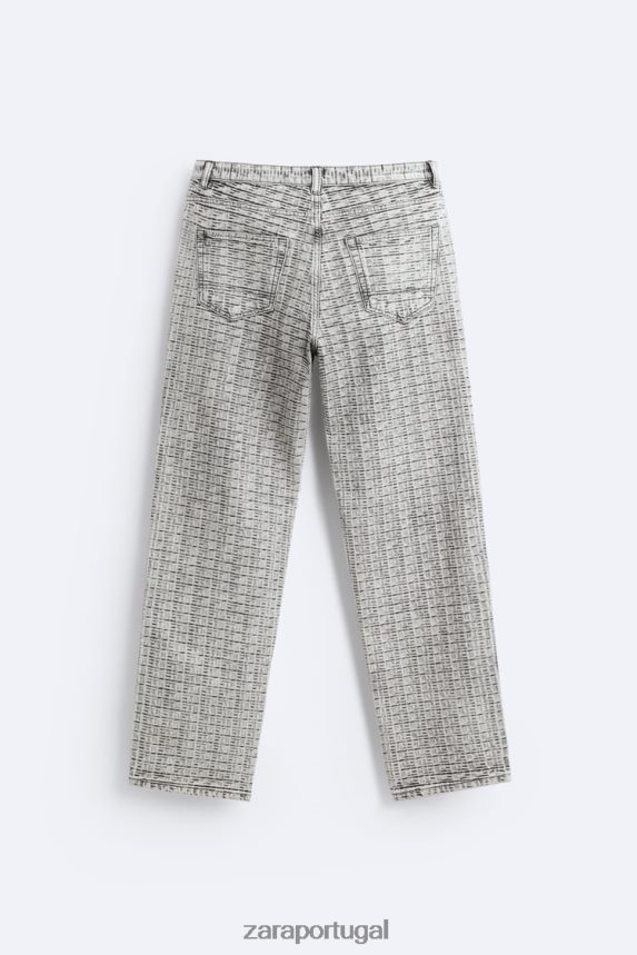 jeans jacquard geométrico homens Zara cinza Z2080L1089 roupas