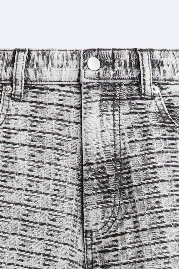 jeans jacquard geométrico homens Zara cinza Z2080L1089 roupas