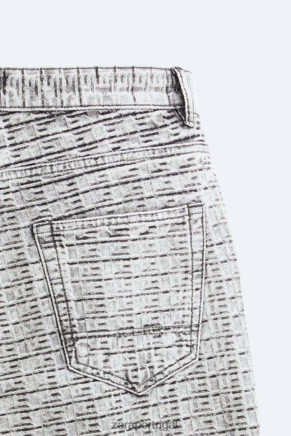jeans jacquard geométrico homens Zara cinza Z2080L1089 roupas