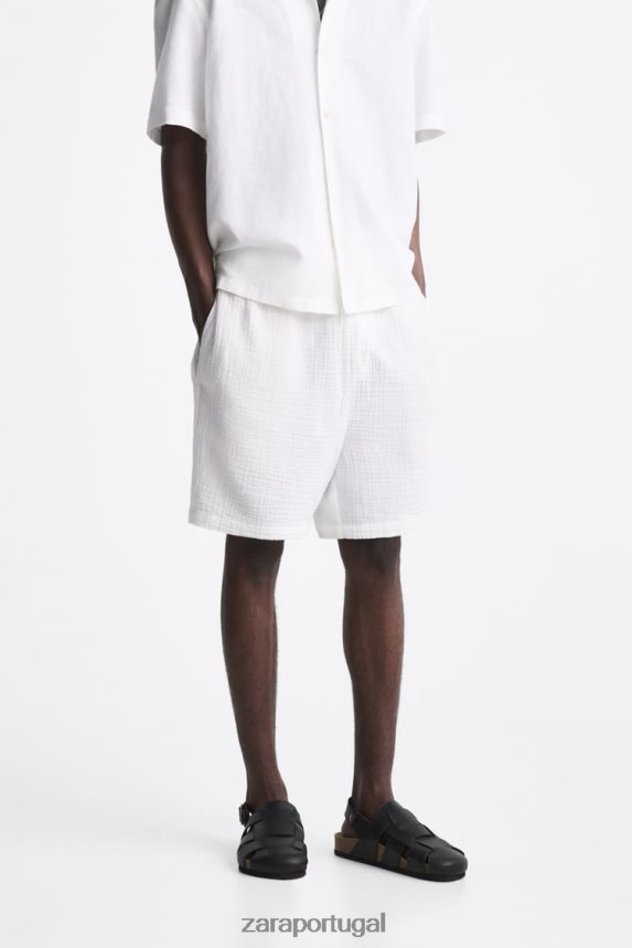 shorts com aparência de rugas homens Zara branco Z2080L1249 roupas