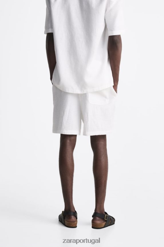 shorts com aparência de rugas homens Zara branco Z2080L1249 roupas