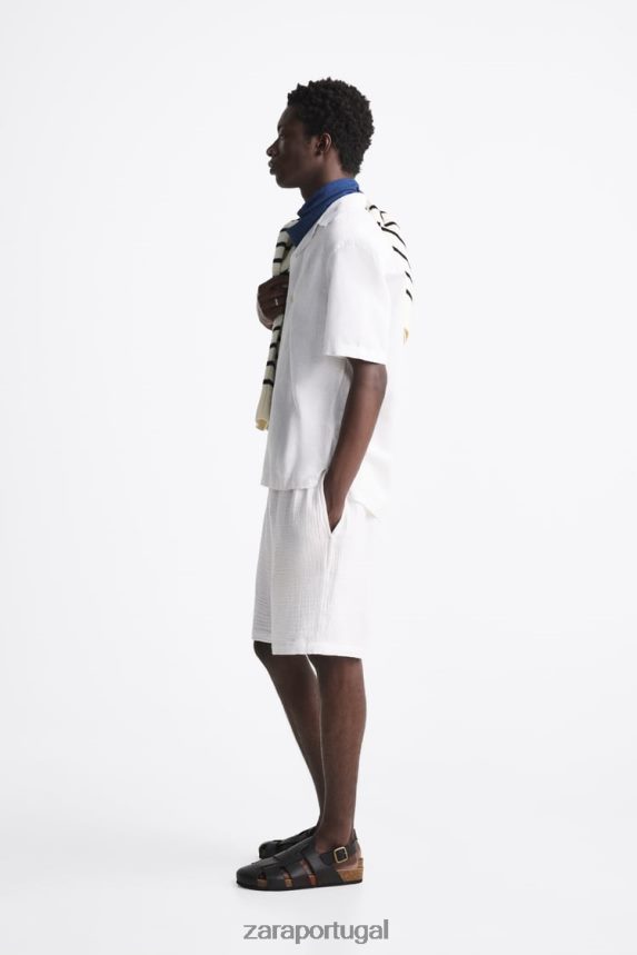 shorts com aparência de rugas homens Zara branco Z2080L1249 roupas