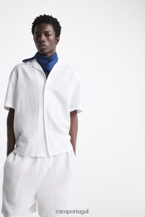 shorts com aparência de rugas homens Zara branco Z2080L1249 roupas