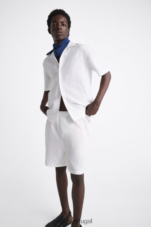 shorts com aparência de rugas homens Zara branco Z2080L1249 roupas