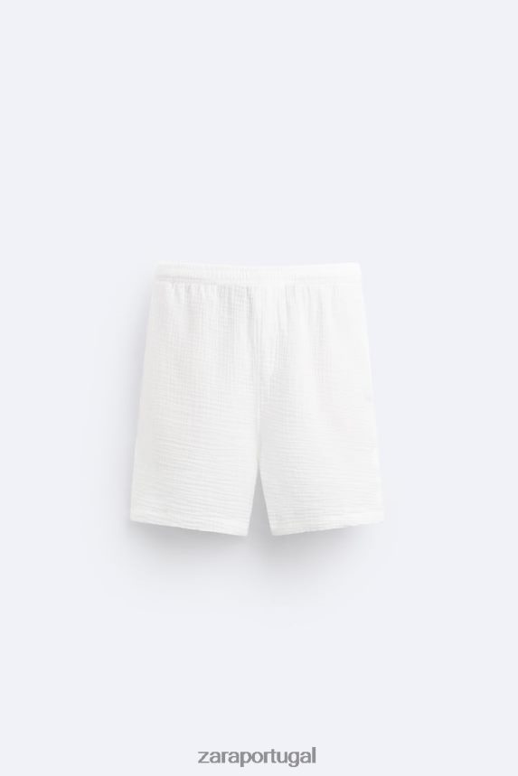 shorts com aparência de rugas homens Zara branco Z2080L1249 roupas