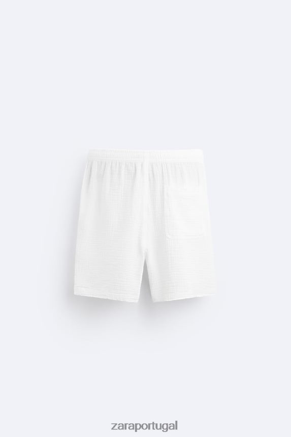 shorts com aparência de rugas homens Zara branco Z2080L1249 roupas