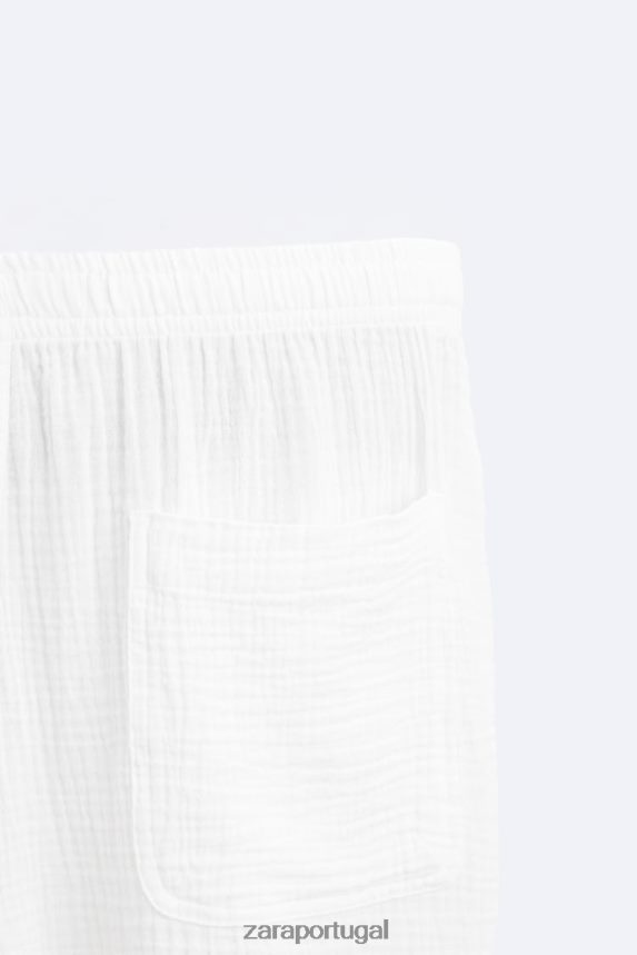 shorts com aparência de rugas homens Zara branco Z2080L1249 roupas