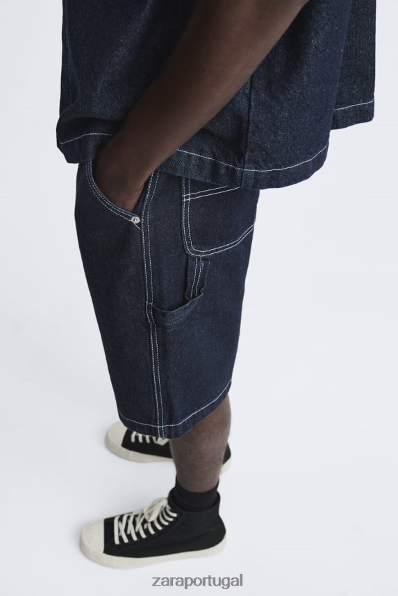 shorts com bolso de carpinteiro homens Zara azul Z2080L1245 roupas