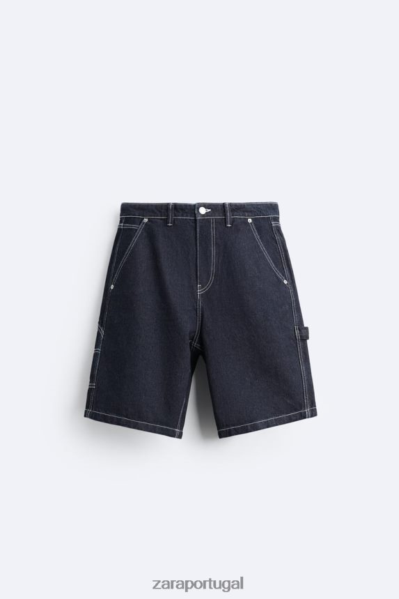 shorts com bolso de carpinteiro homens Zara azul Z2080L1245 roupas