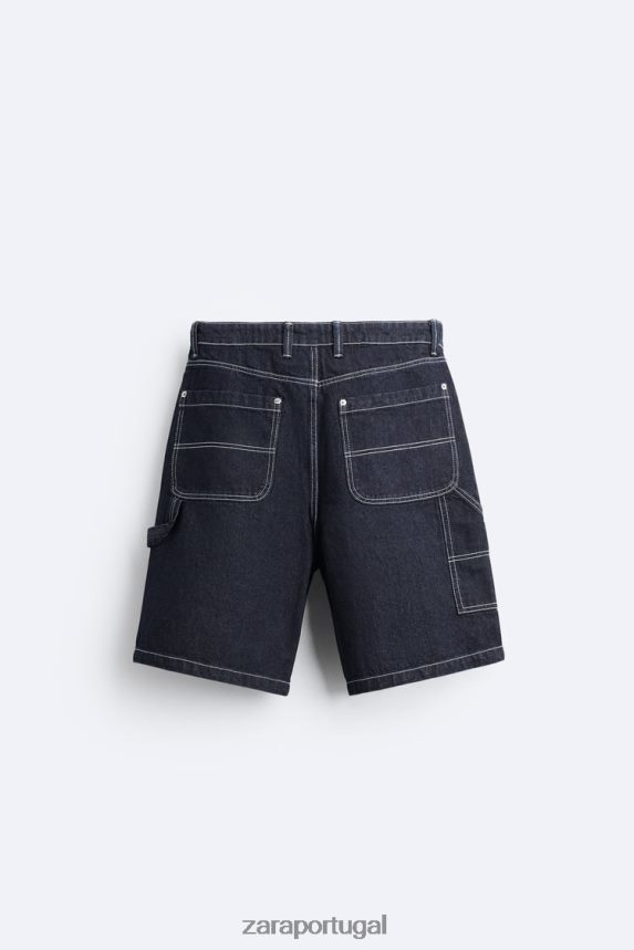 shorts com bolso de carpinteiro homens Zara azul Z2080L1245 roupas