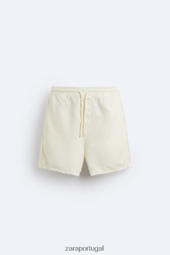 shorts de linho de algodão homens Zara ostra branca Z2080L1250 roupas