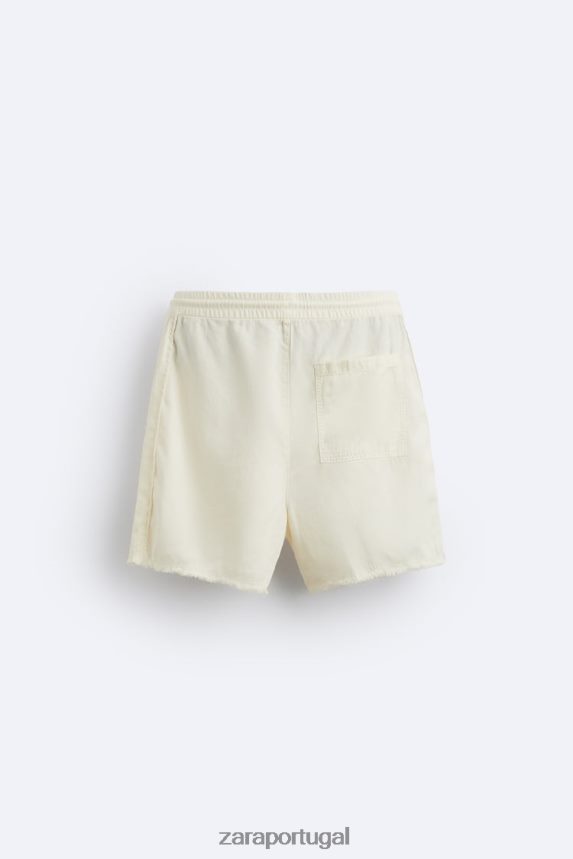 shorts de linho de algodão homens Zara ostra branca Z2080L1250 roupas