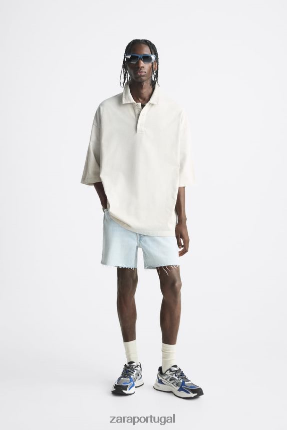 shorts jeans cortados homens Zara azul claro Z2080L1244 roupas