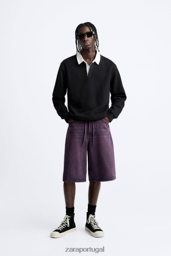 shorts jeans largos homens Zara rosa Z2080L1240 roupas