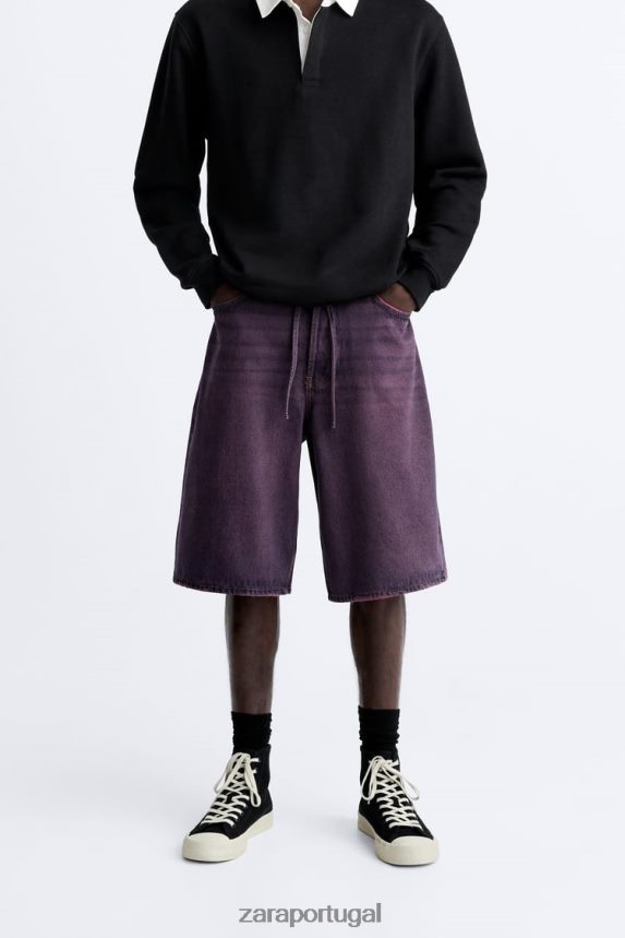 shorts jeans largos homens Zara rosa Z2080L1240 roupas