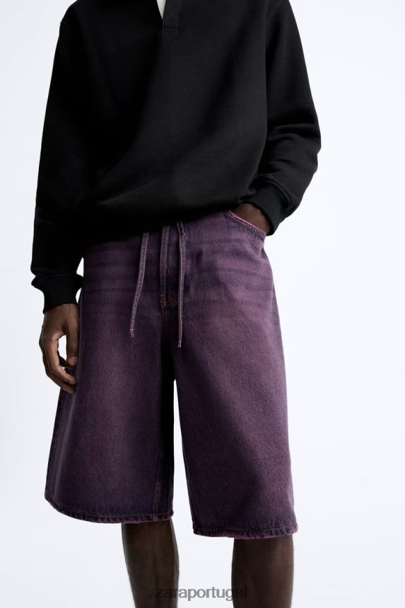 shorts jeans largos homens Zara rosa Z2080L1240 roupas