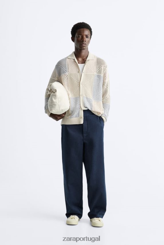cardigan de crochê texturizado homens Zara pedra Z2080L1043 roupas