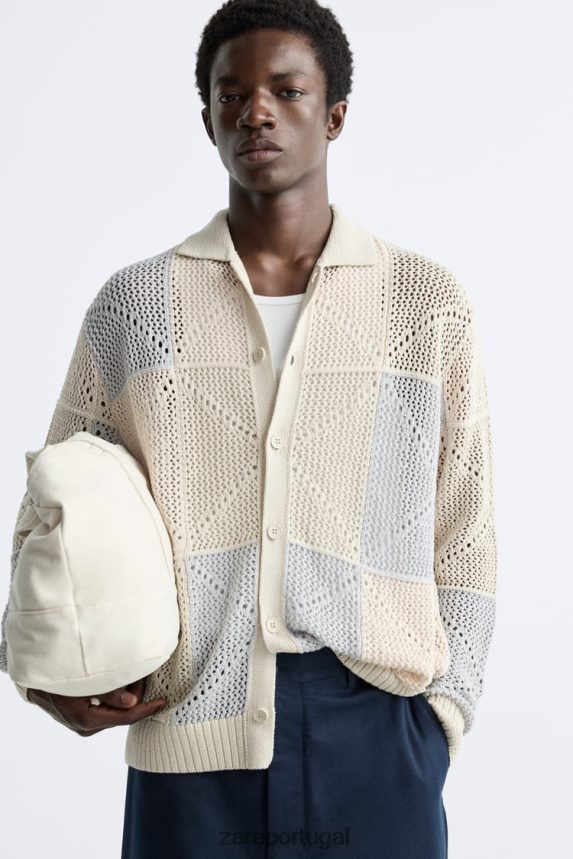 cardigan de crochê texturizado homens Zara pedra Z2080L1043 roupas