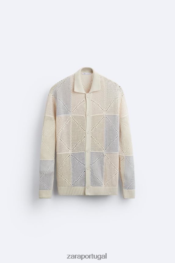 cardigan de crochê texturizado homens Zara pedra Z2080L1043 roupas