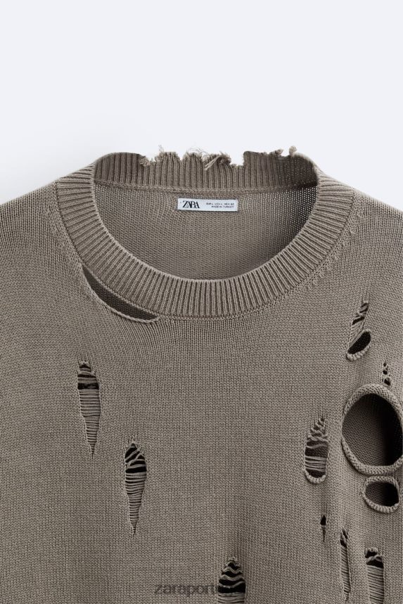 suéter rasgado texturizado homens Zara pedra Z2080L1029 roupas
