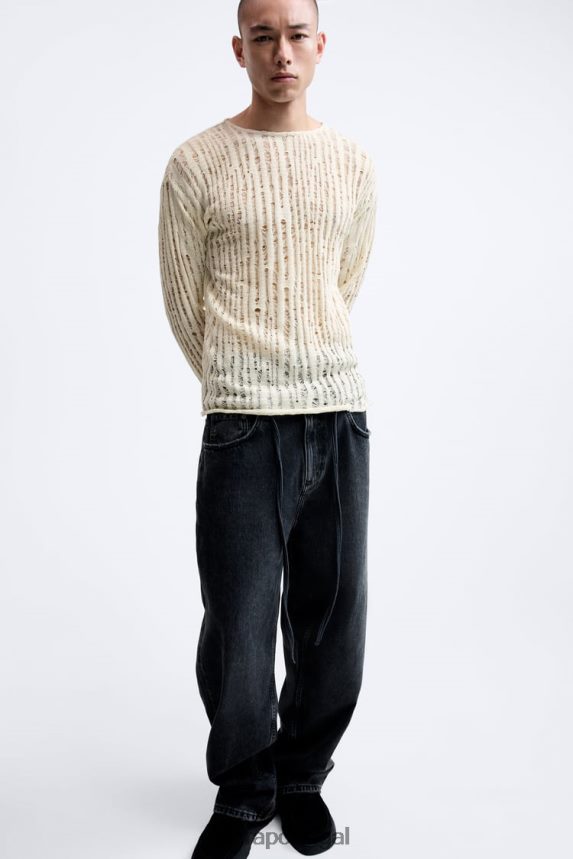 top de ponto solto homens Zara cru Z2080L1034 roupas