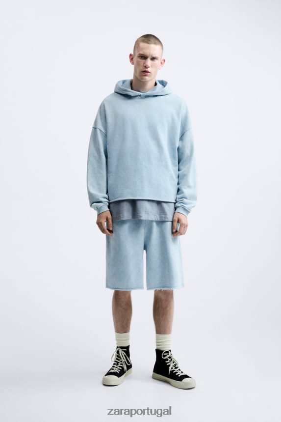 shorts jogger lavado homens Zara Branco azulado Z2080L1084 roupas
