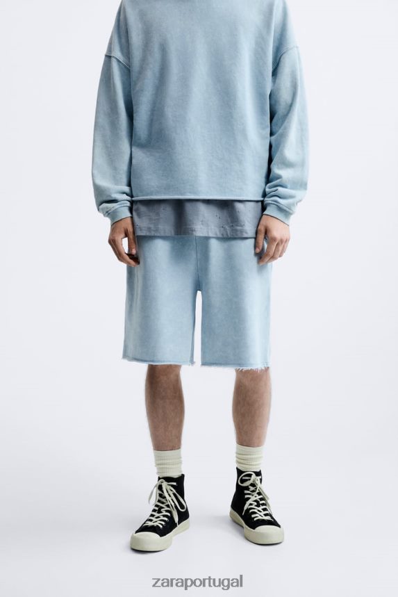 shorts jogger lavado homens Zara Branco azulado Z2080L1084 roupas