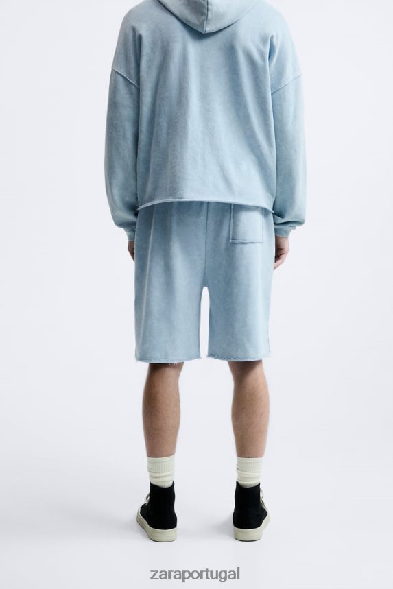 shorts jogger lavado homens Zara Branco azulado Z2080L1084 roupas