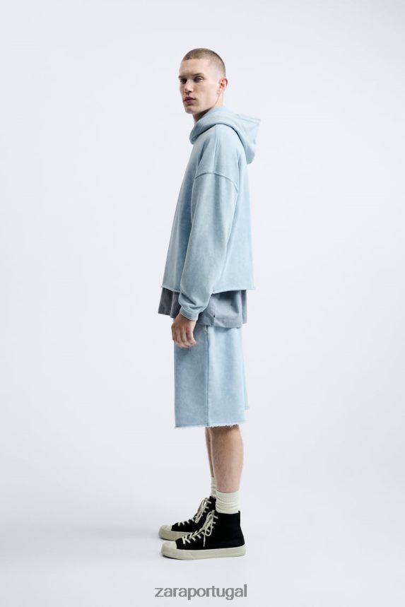 shorts jogger lavado homens Zara Branco azulado Z2080L1084 roupas