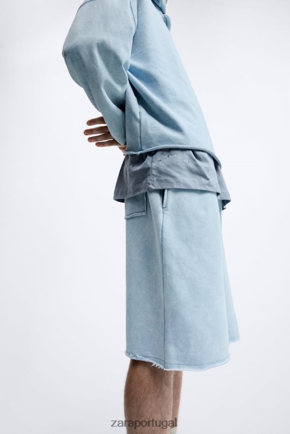 shorts jogger lavado homens Zara Branco azulado Z2080L1084 roupas