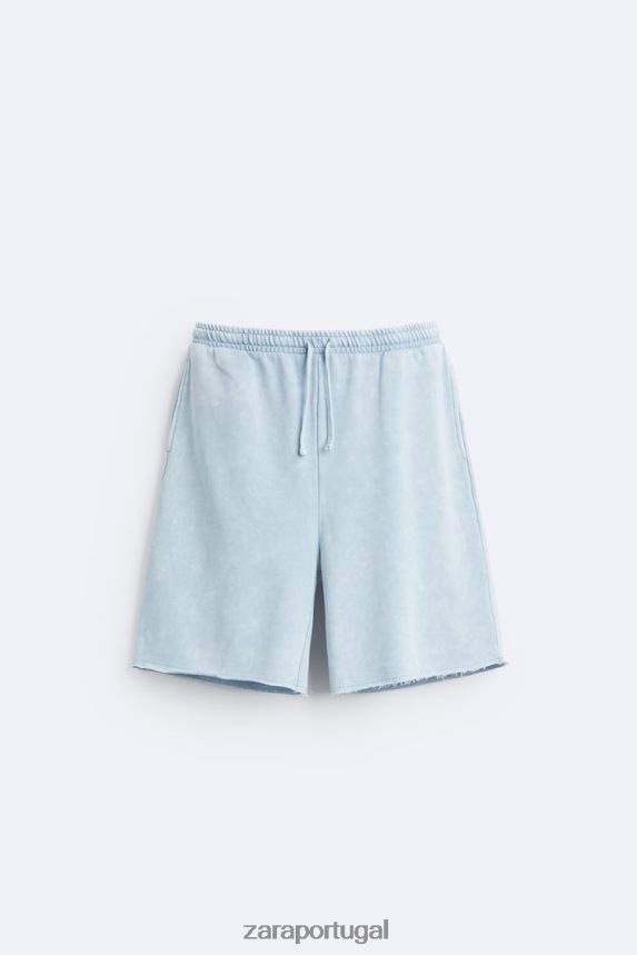 shorts jogger lavado homens Zara Branco azulado Z2080L1084 roupas