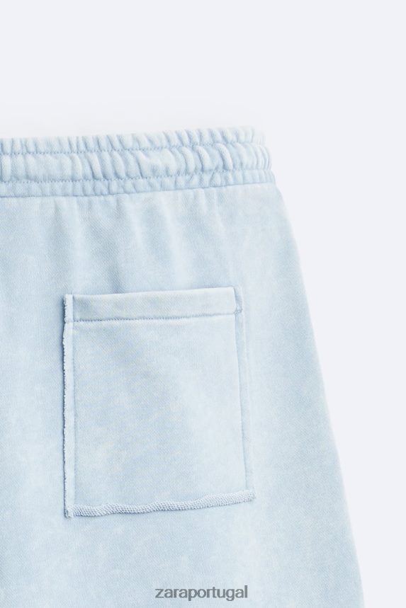 shorts jogger lavado homens Zara Branco azulado Z2080L1084 roupas