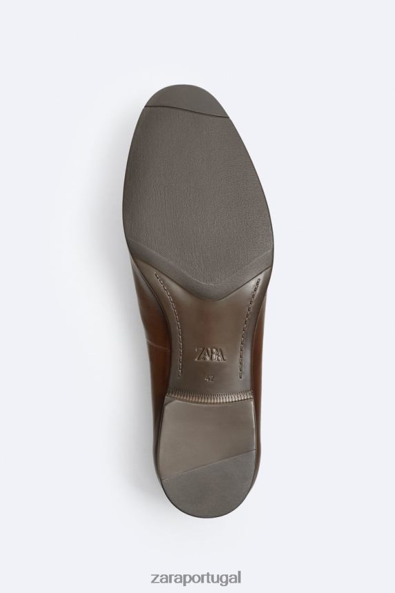 mocassins de couro macio com borla homens Zara marrom Z2080L1274 calçados