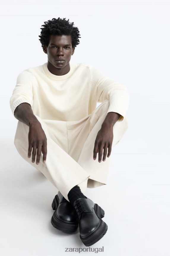 sapato derby de couro com sola grossa - edição limitada homens Zara preto Z2080L1261 calçados