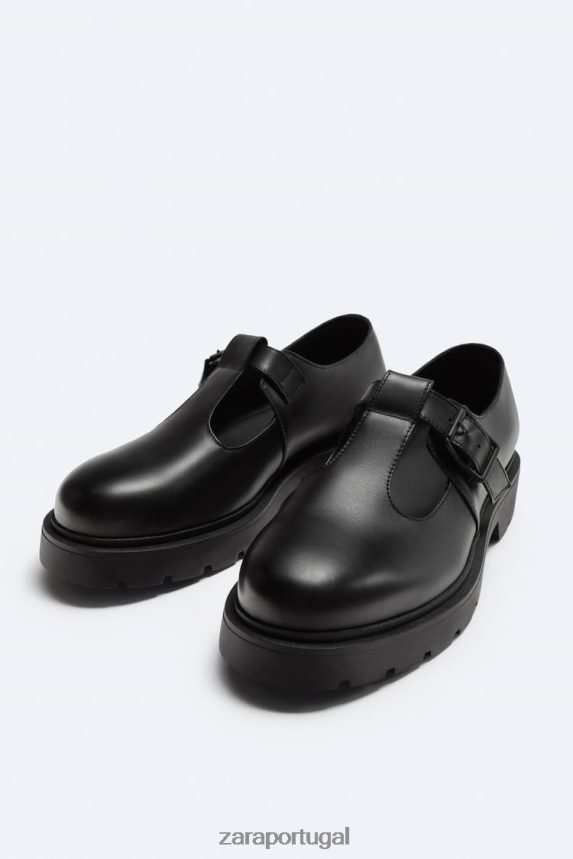sapatos de gaiola de couro homens Zara preto Z2080L1263 calçados