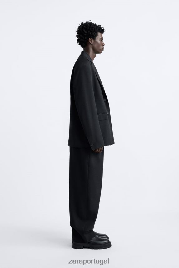 blazer com acabamento irregular homens Zara preto Z2080L1160 roupas