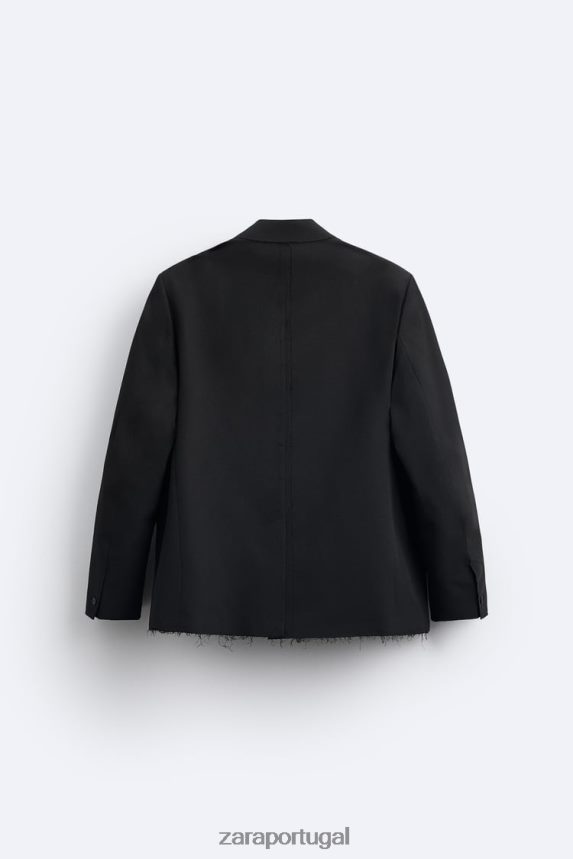 blazer com acabamento irregular homens Zara preto Z2080L1160 roupas