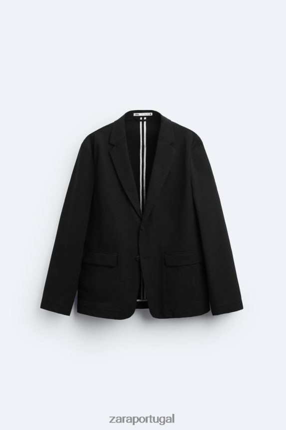 blazer seersucker homens Zara preto Z2080L1168 roupas