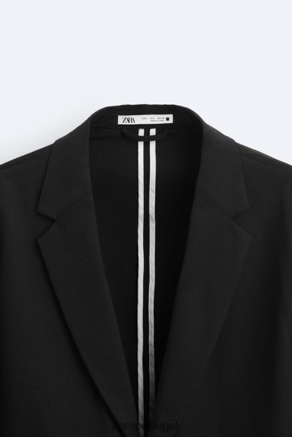 blazer seersucker homens Zara preto Z2080L1168 roupas