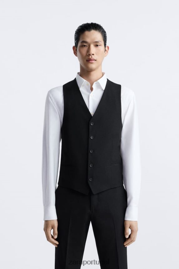 colete fino homens Zara preto Z2080L1166 roupas