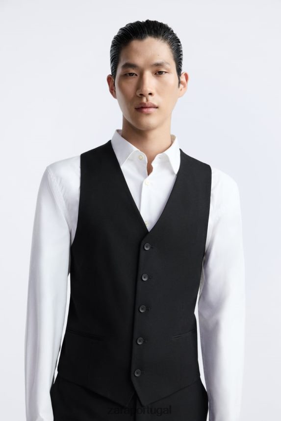 colete fino homens Zara preto Z2080L1166 roupas