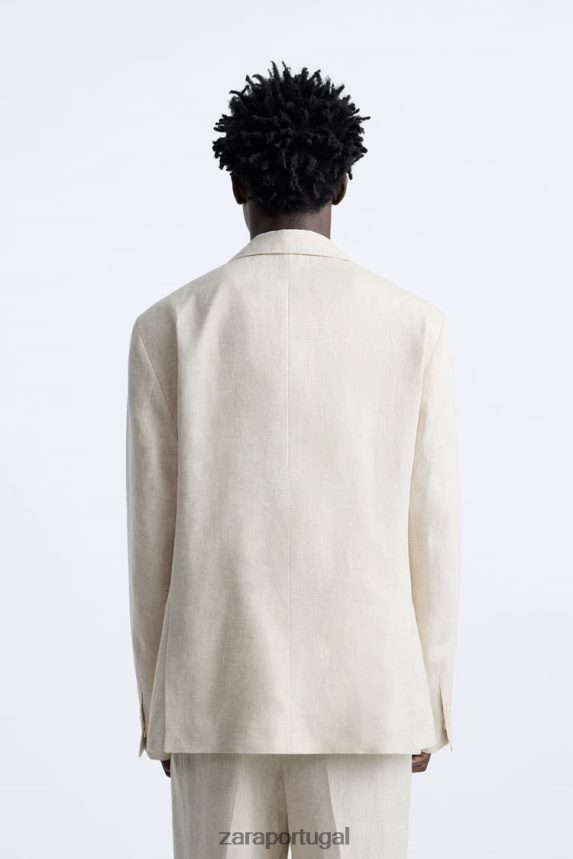 paletó em 100% linho homens Zara bege claro Z2080L1156 roupas