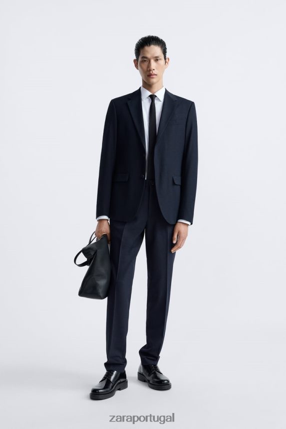 paletó slim fit homens Zara azul-marinho Z2080L1139 roupas