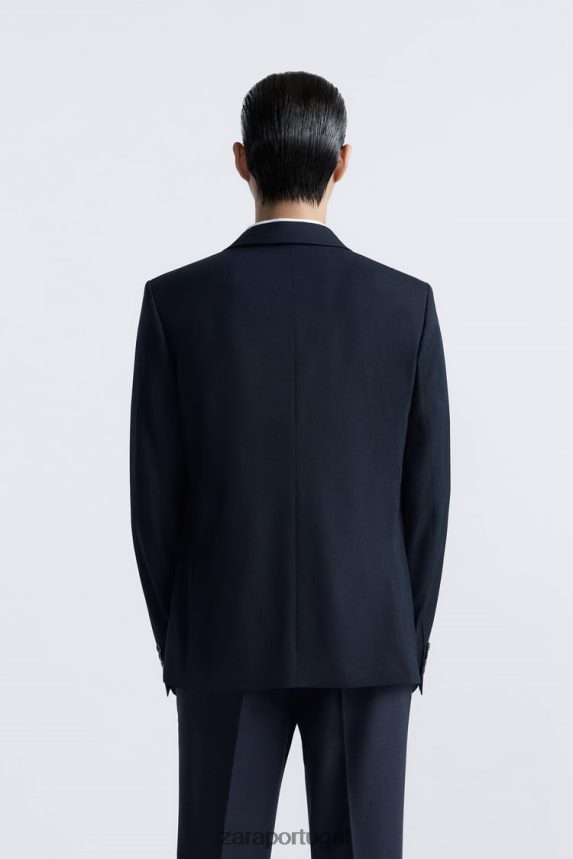 paletó slim fit homens Zara azul-marinho Z2080L1139 roupas