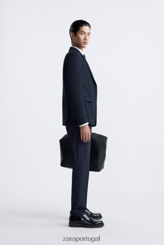 paletó slim fit homens Zara azul-marinho Z2080L1139 roupas