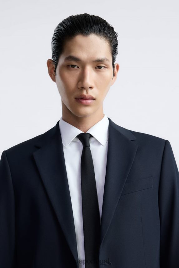 paletó slim fit homens Zara azul-marinho Z2080L1139 roupas