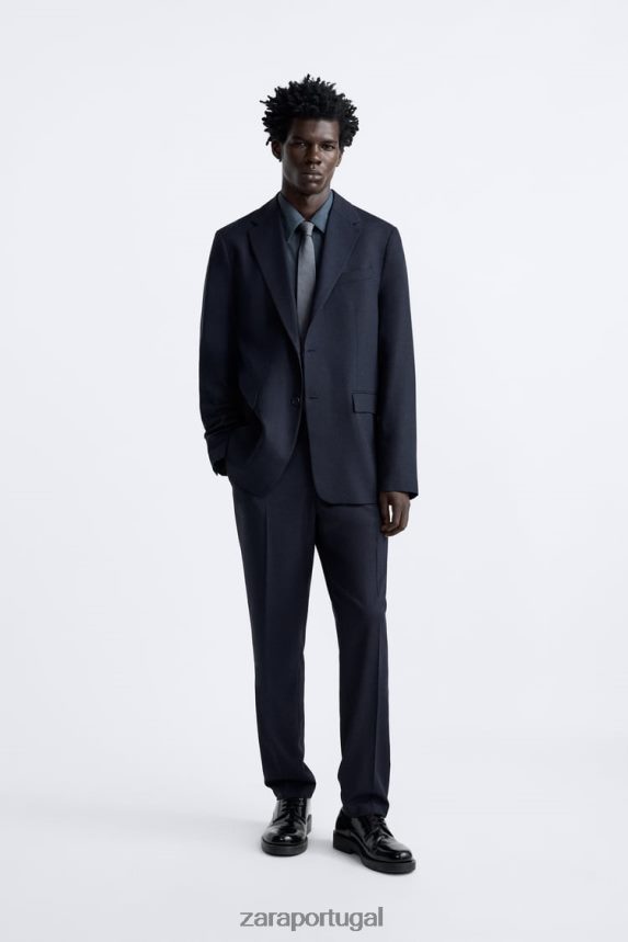paletó texturizado homens Zara azul-marinho Z2080L1136 roupas