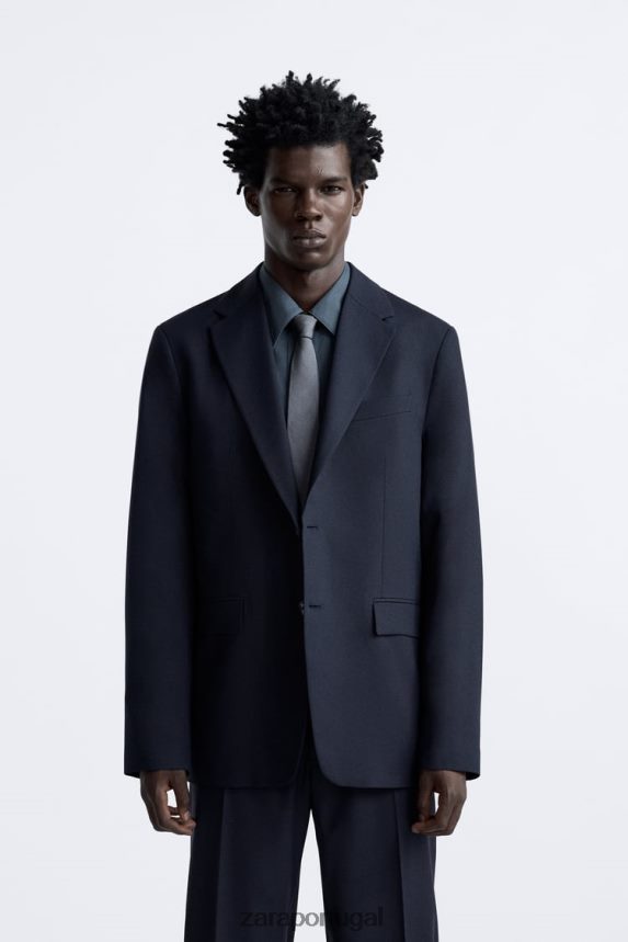 paletó texturizado homens Zara azul-marinho Z2080L1136 roupas